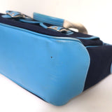 Coach Hamptons Garden Tote Marine Blue Canvas & Blue Leather Large Bag - Celebrity Owned