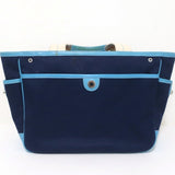 Coach Hamptons Garden Tote Marine Blue Canvas & Blue Leather Large Bag - Celebrity Owned