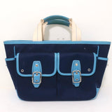 Coach Hamptons Garden Tote Marine Blue Canvas & Blue Leather Large Bag - Celebrity Owned