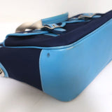 Coach Hamptons Garden Tote Marine Blue Canvas & Blue Leather Large Bag - Celebrity Owned