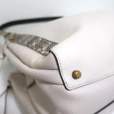 Coach Harmony Hobo Snakeskin-Trim Cream Leather Large Shoulder Bag - Celebrity Owned