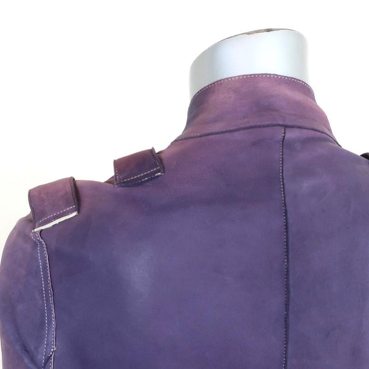 Collection Privee Leather Biker Jacket Purple Size 42 - Celebrity Owned