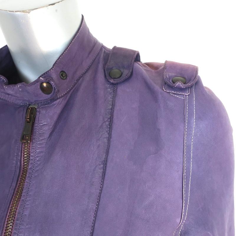 Collection Privee Leather Biker Jacket Purple Size 42 - Celebrity Owned