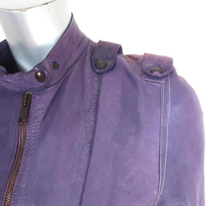 Collection Privee Leather Biker Jacket Purple Size 42 - Celebrity Owned