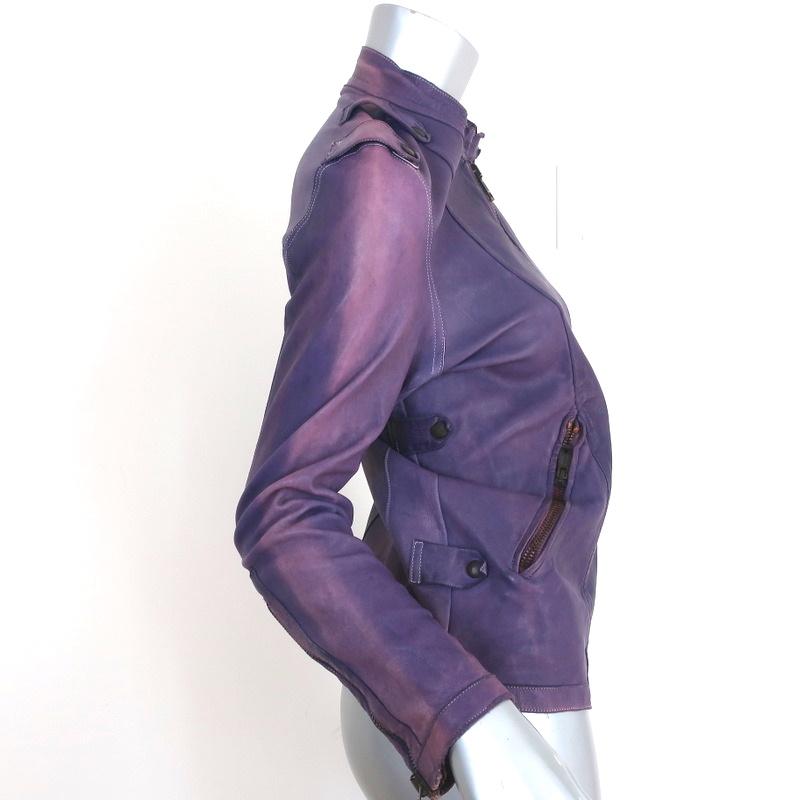 Collection Privee Leather Biker Jacket Purple Size 42 - Celebrity Owned