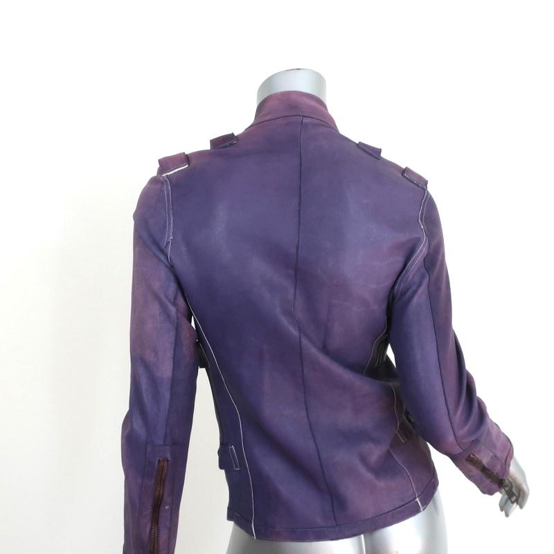 Collection Privee Leather Biker Jacket Purple Size 42 - Celebrity Owned