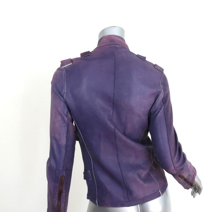 Collection Privee Leather Biker Jacket Purple Size 42 - Celebrity Owned