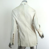Collection Privee Leather Multi-Pocket Jacket Off-White Size 46 - Celebrity Owned