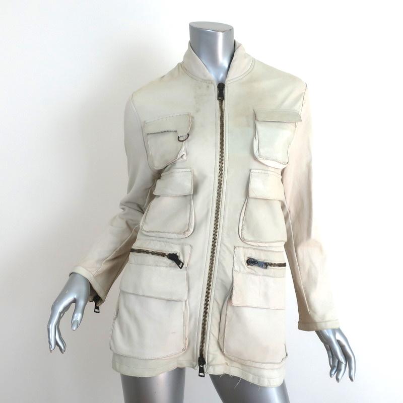 Multi-pocket washed leather jacket in Bordeaux for | Dolce&Gabbana® US