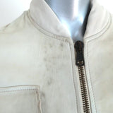 Collection Privee Leather Multi-Pocket Jacket Off-White Size 46 - Celebrity Owned