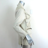 Collection Privee Leather Multi-Pocket Jacket Off-White Size 46 - Celebrity Owned