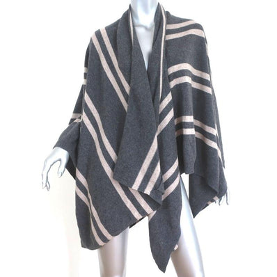 Comme Une Play Cashmere Wrap Shawl Dark Gray/Taupe NEW - Celebrity Owned
