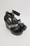Cordani Platform Wedge Sandals Lynette Black/Metallic Silver Leather Size 39 NEW
