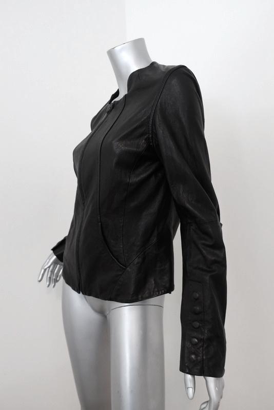 Crippen Leather Jacket Black Size Medium Zip-Up Biker Jacket - Celebrity Owned