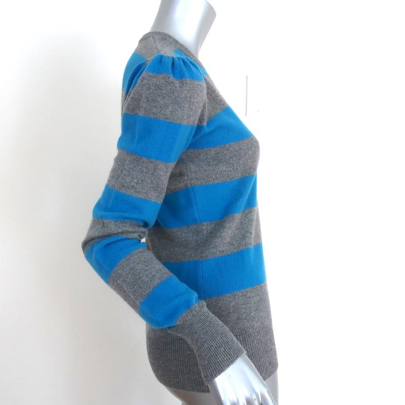 Cristi Conaway Cashmere Pullover Sweater Gray &amp; Blue Striped Size Medium - Celebrity Owned