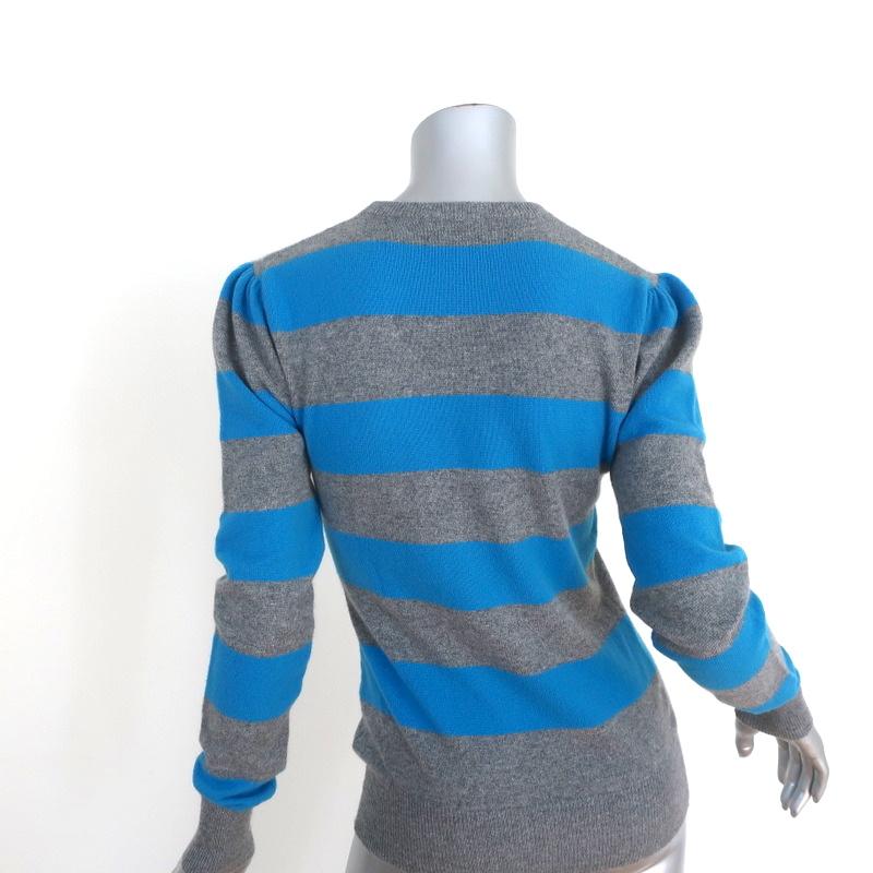 Cristi Conaway Cashmere Pullover Sweater Gray &amp; Blue Striped Size Medium - Celebrity Owned