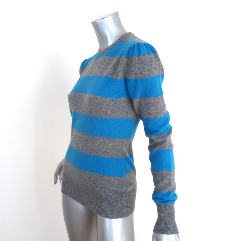 Cristi Conaway Cashmere Pullover Sweater Gray &amp; Blue Striped Size Medium - Celebrity Owned