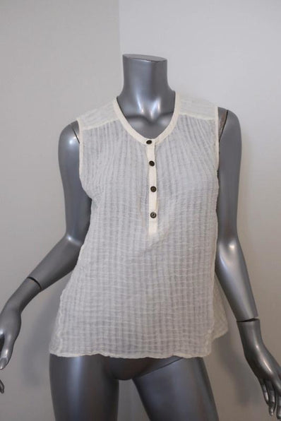 Current/Elliott Camila Trapeze Tank Cream Crinkled Cotton Size 1 Sleeveless Top - Celebrity Owned