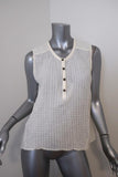 Current/Elliott Camila Trapeze Tank Cream Crinkled Cotton Size 1 Sleeveless Top - Celebrity Owned