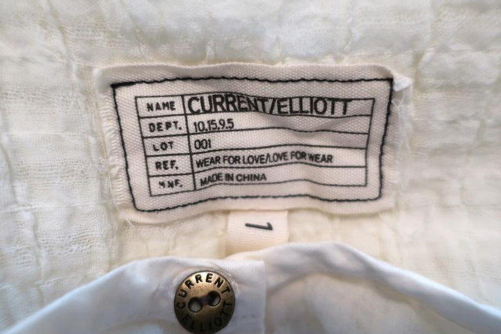 Current/Elliott Camila Trapeze Tank Cream Crinkled Cotton Size 1 Sleeveless Top - Celebrity Owned