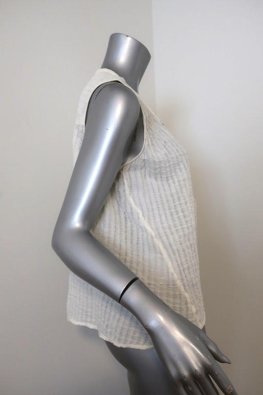 Current/Elliott Camila Trapeze Tank Cream Crinkled Cotton Size 1 Sleeveless Top - Celebrity Owned