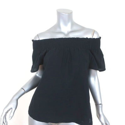 Current/Elliott Off the Shoulder Top Madeline Black Size 0 Short Sleeve Blouse - Celebrity Owned