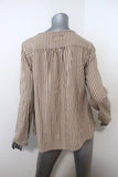 Current/Elliott Retreat Henley Top Yellow/Gray Embroidered Striped Cotton Size 1 - Celebrity Owned