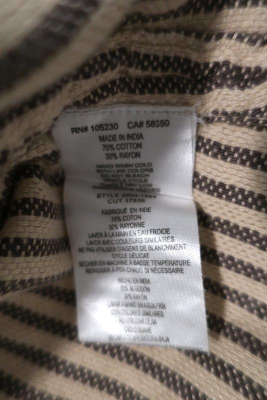 Current/Elliott Retreat Henley Top Yellow/Gray Embroidered Striped Cotton Size 1 - Celebrity Owned