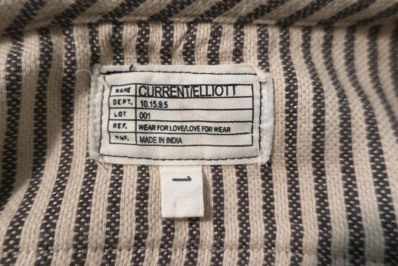 Current/Elliott Retreat Henley Top Yellow/Gray Embroidered Striped Cotton Size 1 - Celebrity Owned
