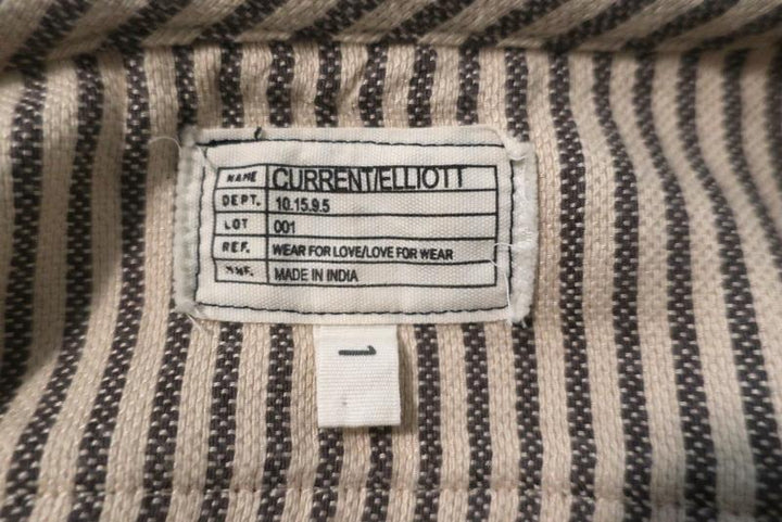 Current/Elliott Retreat Henley Top Yellow/Gray Embroidered Striped Cotton Size 1 - Celebrity Owned