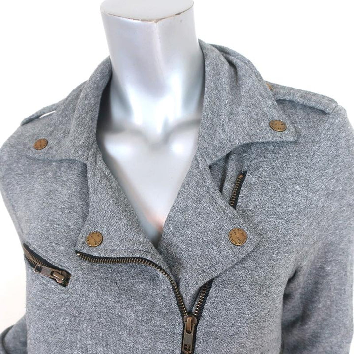 Current/Elliott The Easy Biker Jacket Heather Grey Cotton Jersey Size 2 - Celebrity Owned