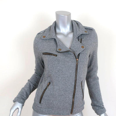 Current/Elliott The Easy Biker Jacket Heather Grey Cotton Jersey Size 2 - Celebrity Owned