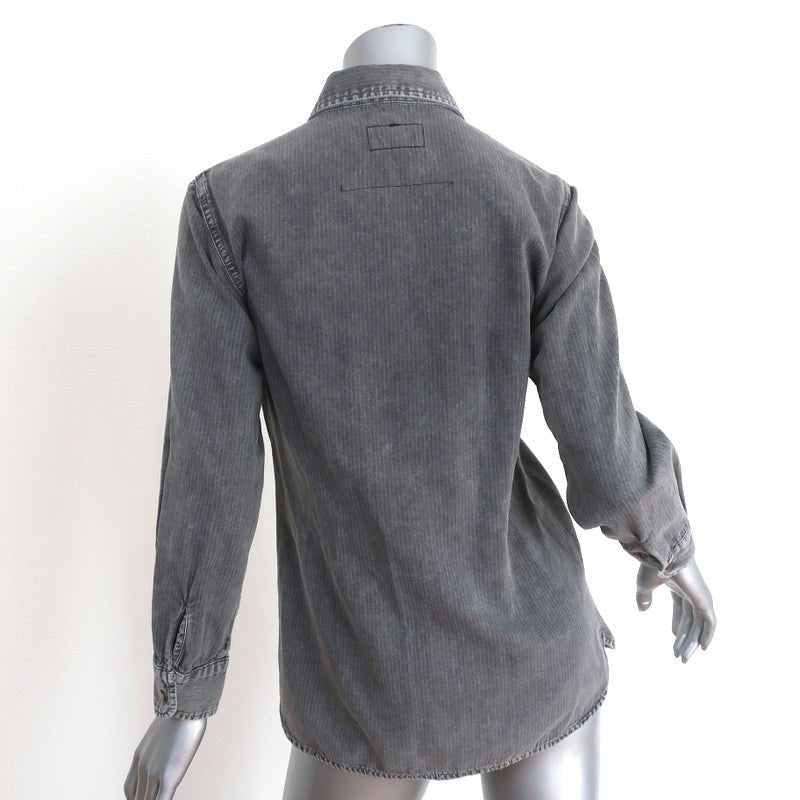 Current/Elliott The Perfect Shirt w/o Epaulettes Gray Studded Cotton Size 1 - Celebrity Owned