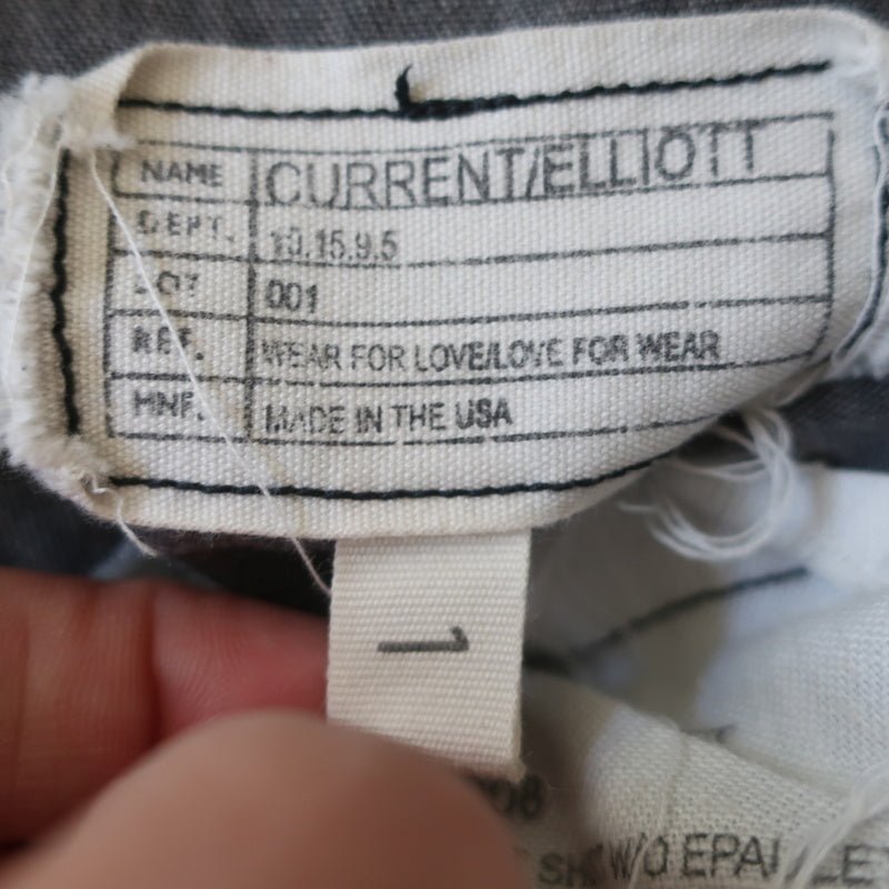 Current/Elliott The Perfect Shirt w/o Epaulettes Gray Studded Cotton Size 1 - Celebrity Owned