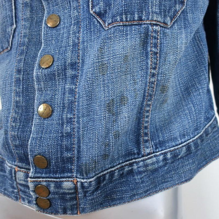 Current/Elliott The Snap Jacket Barn Dark Denim Size 3 Jean Jacket - Celebrity Owned