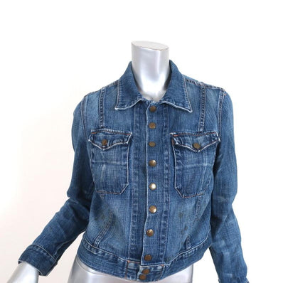Current/Elliott The Snap Jacket Barn Dark Denim Size 3 Jean Jacket - Celebrity Owned