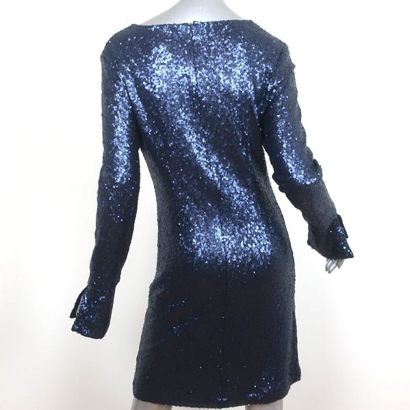 Cynthia Rowley Long-Sleeve Bodycon Sequin Mini Dress Silver
