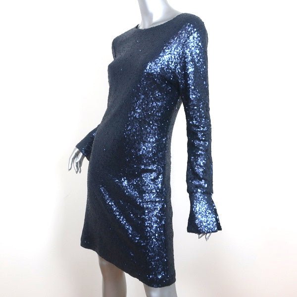 Cynthia Rowley Sequin Bell Sleeve Dress Navy Size 10 NEW - Celebrity Owned