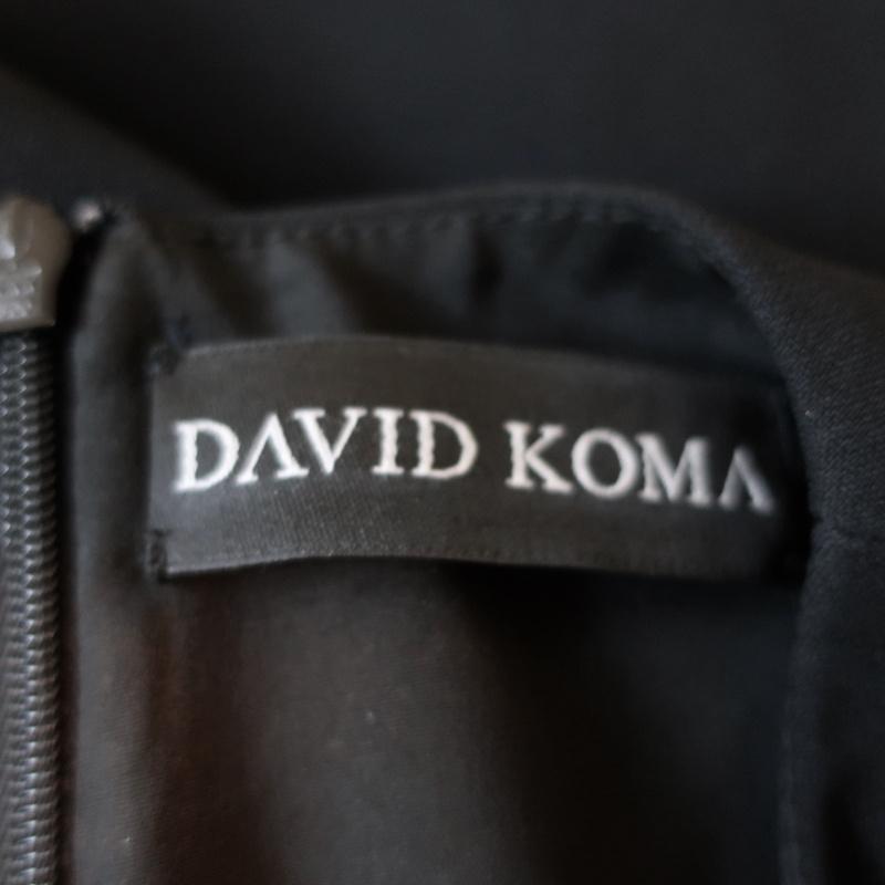 David Koma Mini Dress Black Crystal-Embellished Crepe Size 0 Long Sleeve - Celebrity Owned