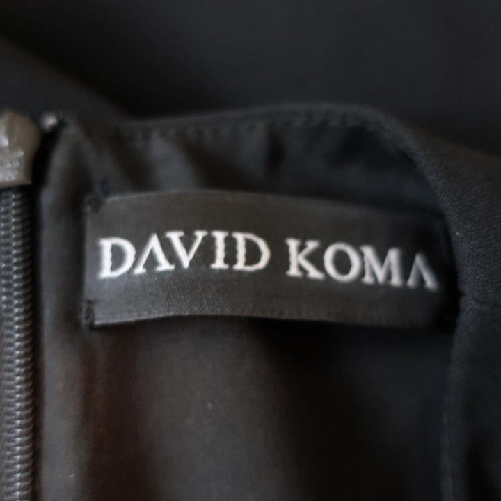 David Koma Mini Dress Black Crystal-Embellished Crepe Size 0 Long Sleeve - Celebrity Owned