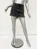 Denim x Alexander Wang High Rise Denim Skirt with Shirttail Hem Grey Size 25 - Celebrity Owned
