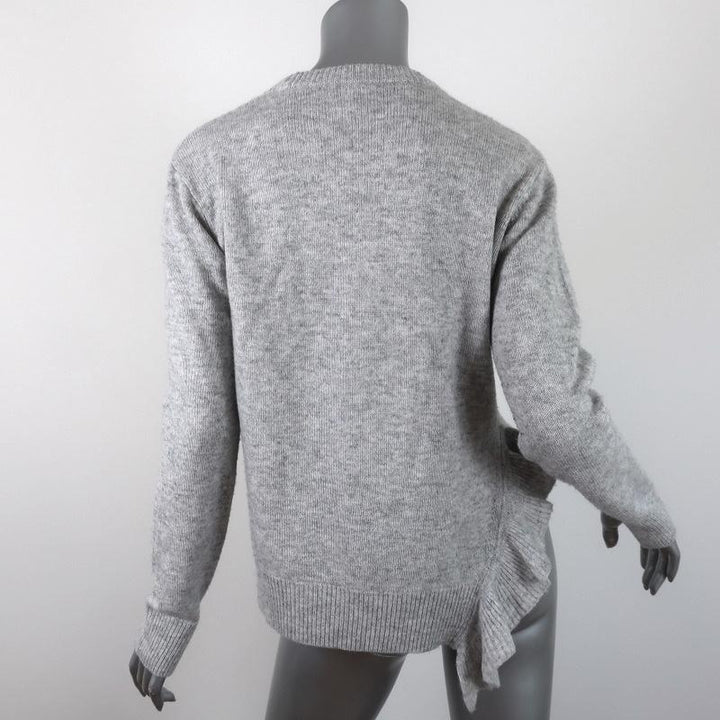 Derek Lam 10 Crosby Asymmetric Ruffle Sweater Light Gray Wool-Blend Size Small - Celebrity Owned
