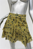 Derek Lam 10 Crosby Asymmetrical Ruffle Mini Skirt Yellow Floral Print Size 0 - Celebrity Owned