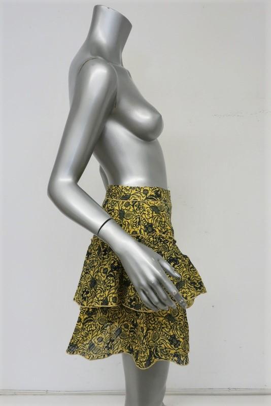Derek Lam 10 Crosby Asymmetrical Ruffle Mini Skirt Yellow Floral Print Size 0 - Celebrity Owned