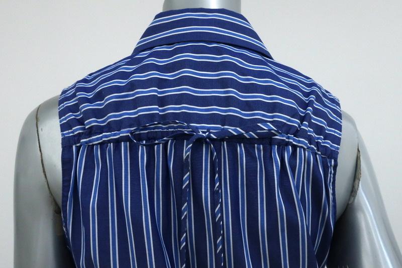 Derek Lam 10 Crosby Asymmetrical Sleeveless Shirt Blue Striped Cotton Size 4 - Celebrity Owned