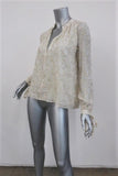 Derek Lam 10 Crosby Blouse Cream/Gold Metallic Fil Coupe Size 2 Tie-Sleeve Top - Celebrity Owned
