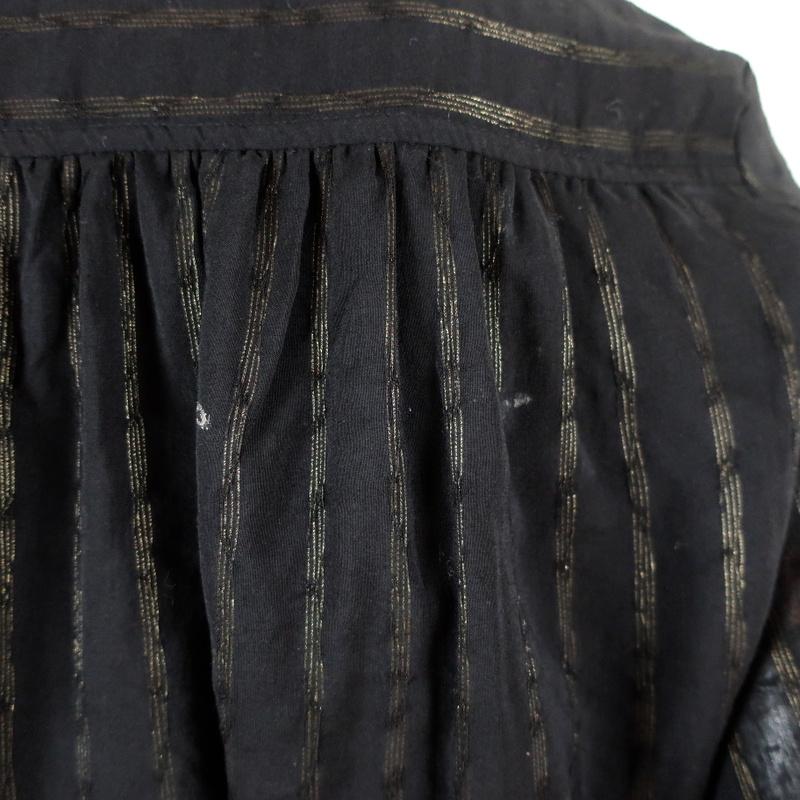 Derek Lam 10 Crosby Peplum Blouse Black/Gold Metallic Stripe Size 2 Long Sleeve - Celebrity Owned
