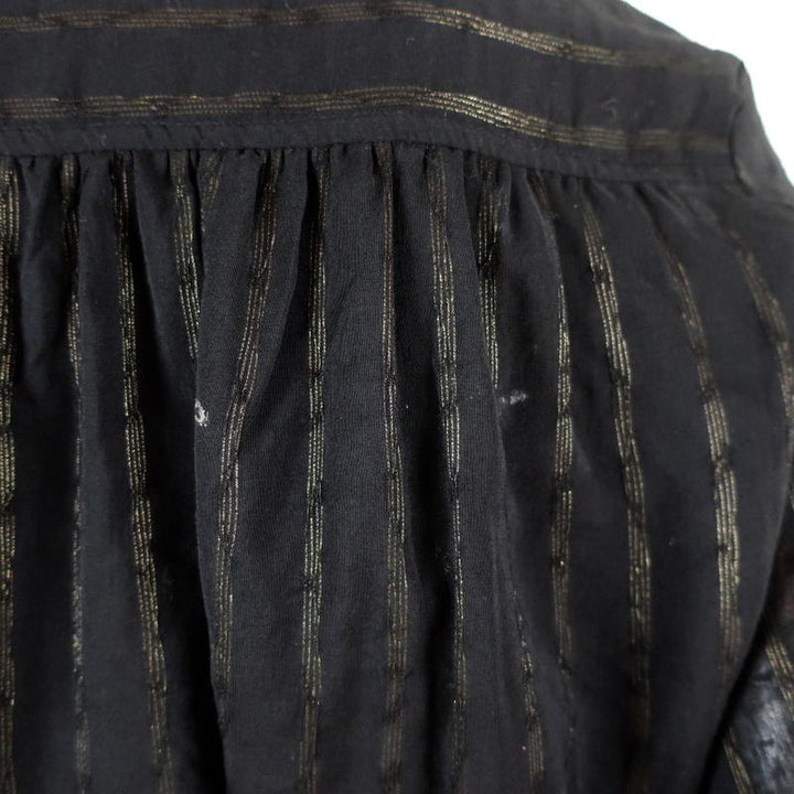 Derek Lam 10 Crosby Peplum Blouse Black/Gold Metallic Stripe Size 2 Long Sleeve - Celebrity Owned