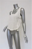 Derek Lam 10 Crosby Pom Pom Tank Top White Linen Jersey Size Extra Small - Celebrity Owned
