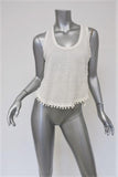 Derek Lam 10 Crosby Pom Pom Tank Top White Linen Jersey Size Extra Small - Celebrity Owned